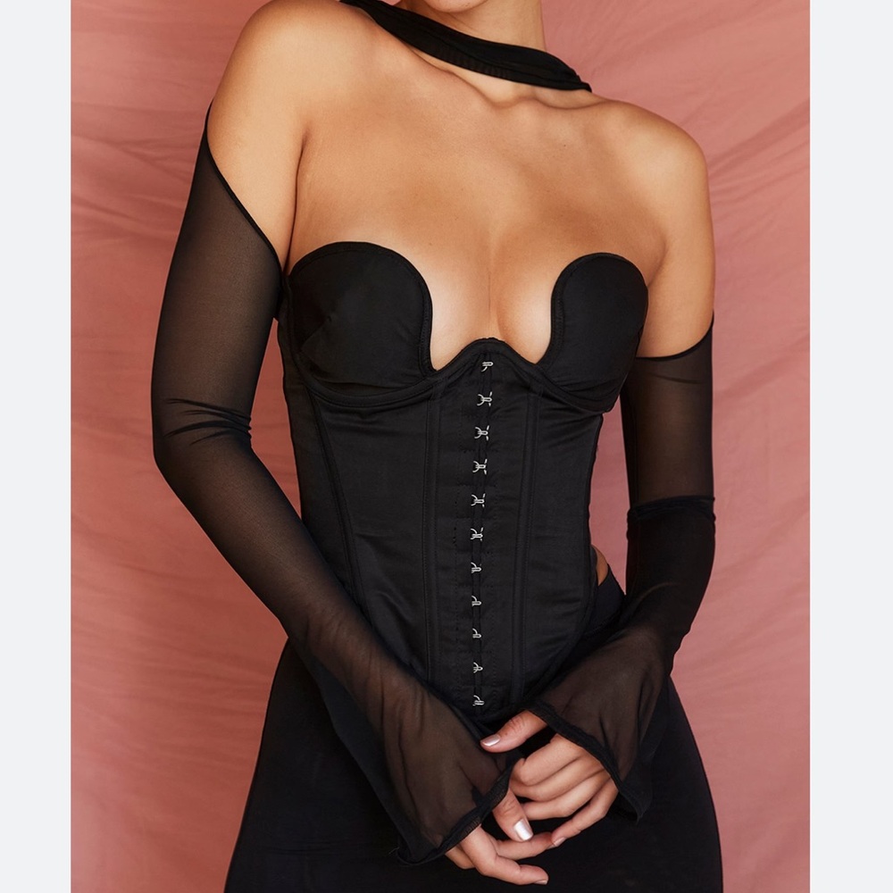 NWT HOUSE OF CB - MINA BLACK CORSET - SIZE XS - PRISTINE CONDITION